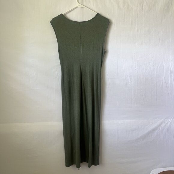 DKNY Green Side Ruched Stretch Midi Minimalist Bodycon Y2K Casual Dress Size M - Picture 2 of 7